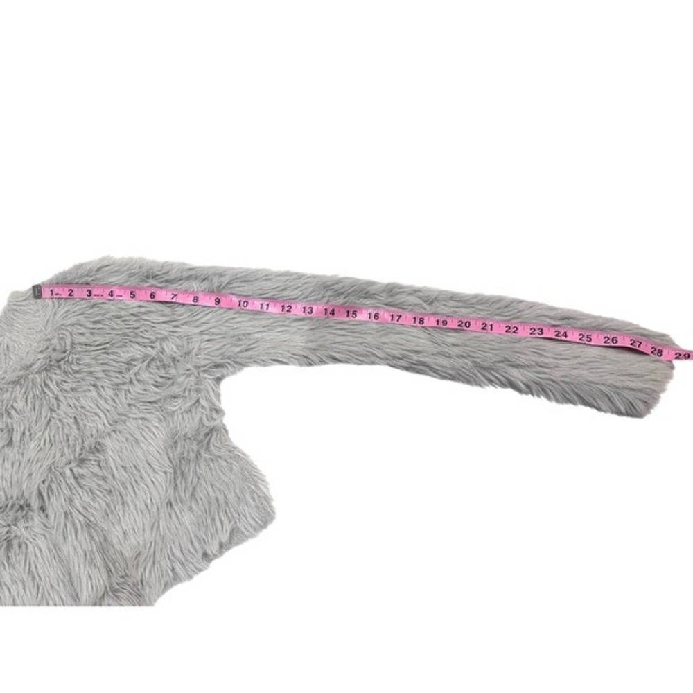 Forever 21 Shaggy Faux Fur Cropped‎ Sweater Light Gray Long Sleeve Women's Small - Picture 5 of 6